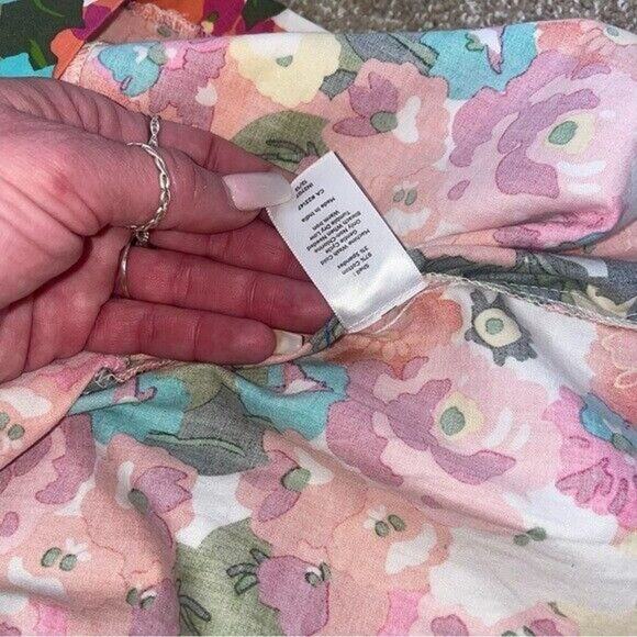 Talbots Woman Dress Pink Floral Bright Sleeveless Cotton Collar Button Down SZ 8 - Picture 6 of 13